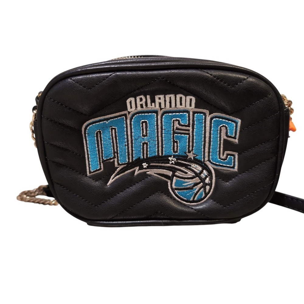 Fisll Orlando Magic NBA Crossbody Bag Purse Embroidered Black Gold Chain NEW